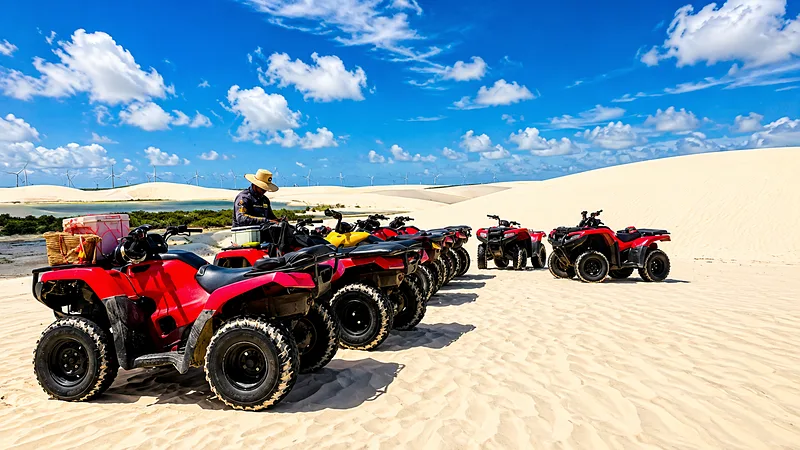 Quadriciclos percorrendo as dunas dos Pequenos Lençóis